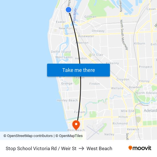 Stop School Victoria Rd / Weir St to West Beach map