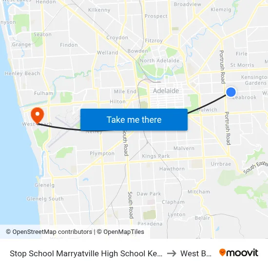 Stop School Marryatville High School Kensington Rd to West Beach map
