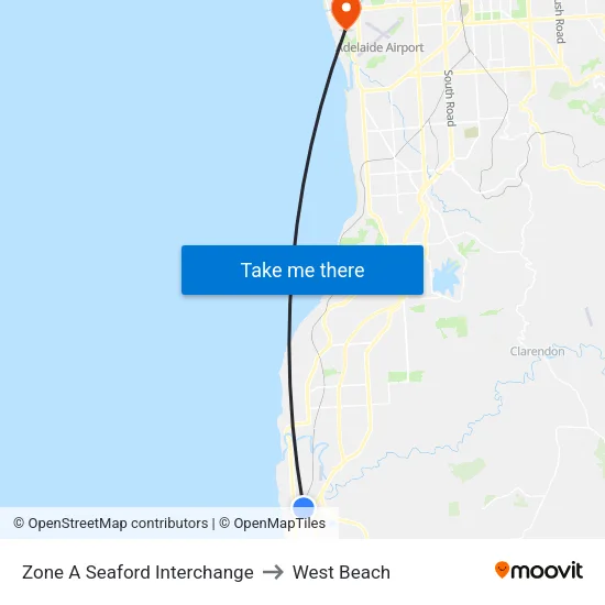 Zone A Seaford Interchange to West Beach map