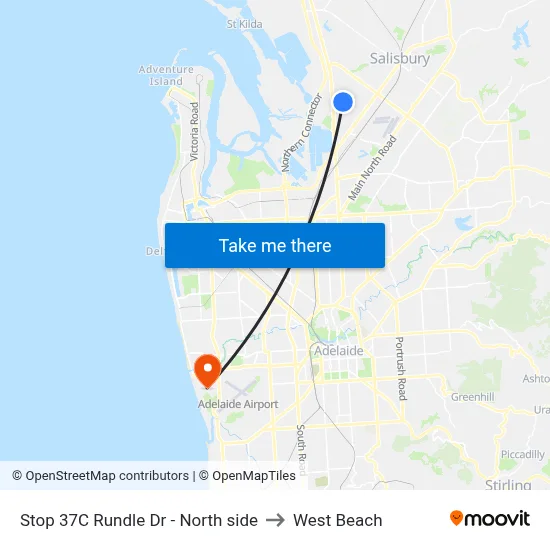 Stop 37C Rundle Dr - North side to West Beach map