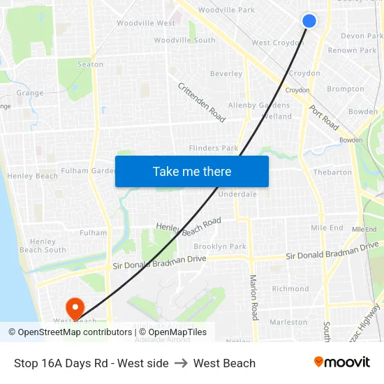 Stop 16A Days Rd - West side to West Beach map