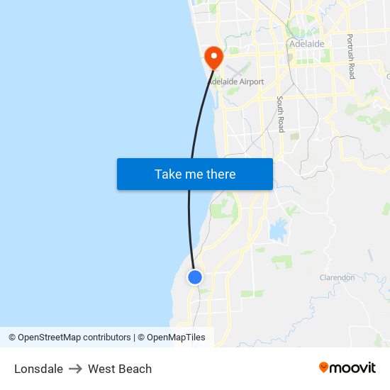 Lonsdale to West Beach map