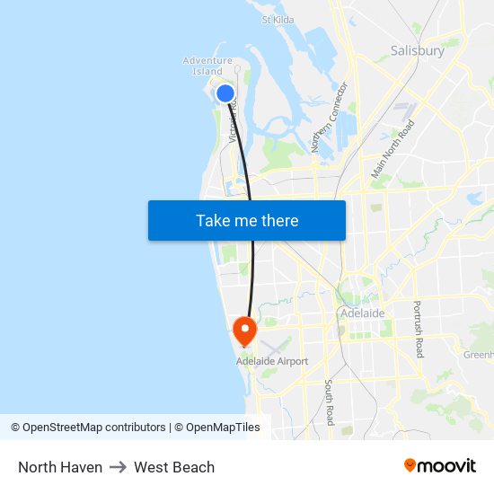 North Haven to West Beach map