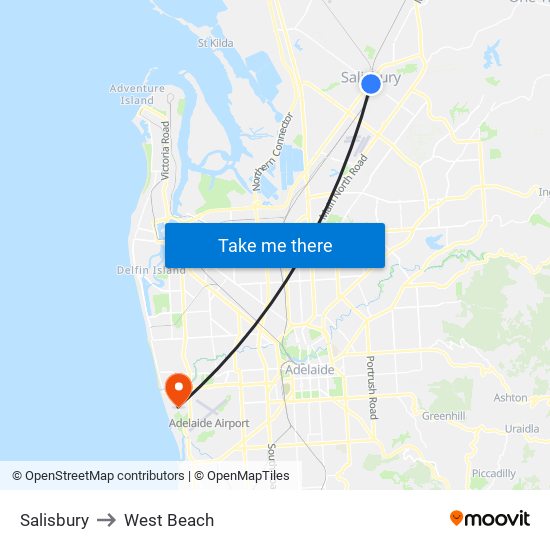 Salisbury to West Beach map