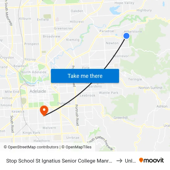 Stop School St Ignatius Senior College Manresa Ct to Unley map