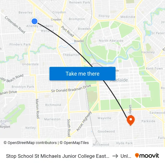 Stop School St Michaels Junior College East Av to Unley map