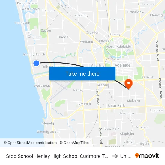 Stop School Henley High School Cudmore Tce to Unley map