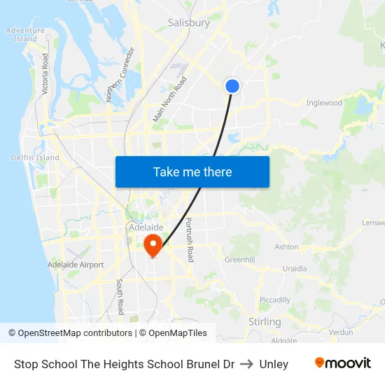 Stop School The Heights School Brunel Dr to Unley map