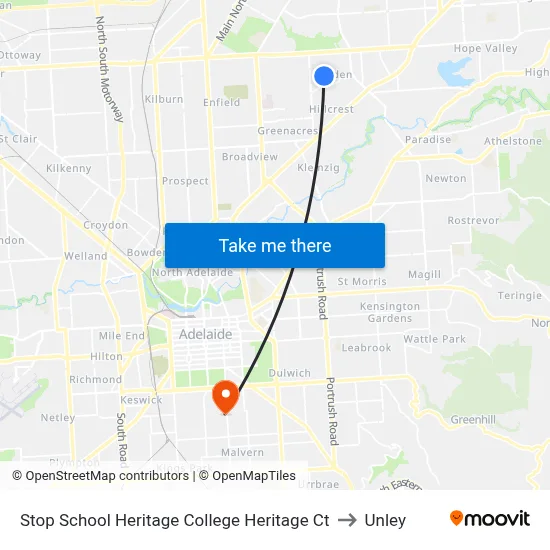 Stop School Heritage College Heritage Ct to Unley map