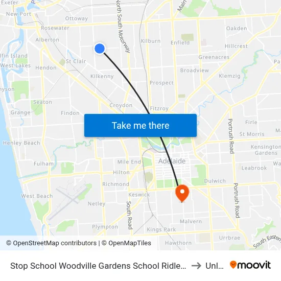 Stop School Woodville Gardens School Ridley Gr to Unley map