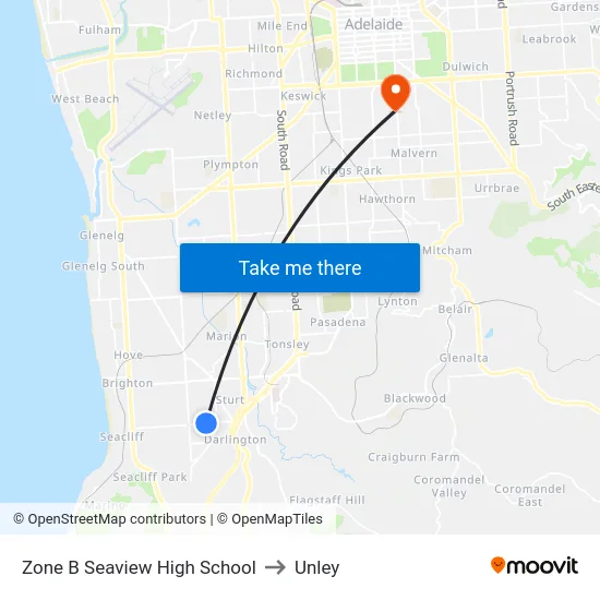 Zone B Seaview High School to Unley map