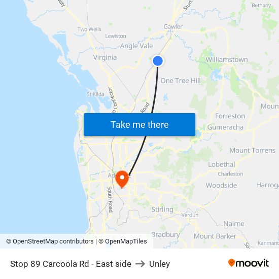 Stop 89 Carcoola Rd - East side to Unley map