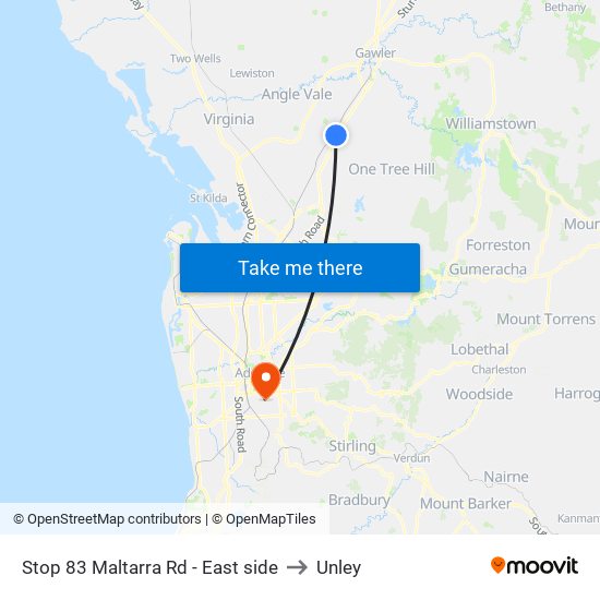 Stop 83 Maltarra Rd - East side to Unley map