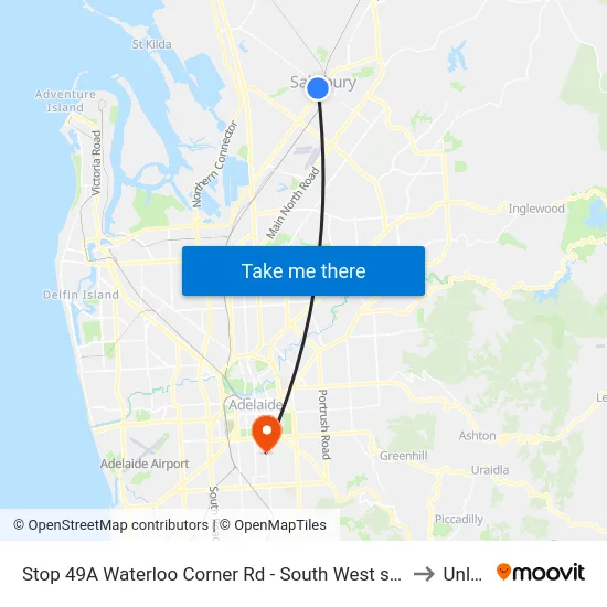 Stop 49A Waterloo Corner Rd - South West side to Unley map