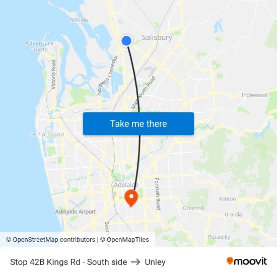 Stop 42B Kings Rd - South side to Unley map