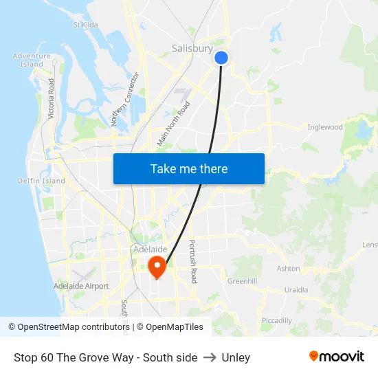 Stop 60 The Grove Way - South side to Unley map