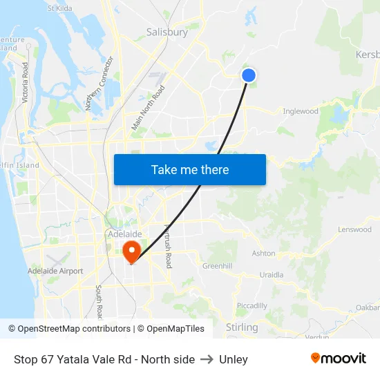 Stop 67 Yatala Vale Rd - North side to Unley map