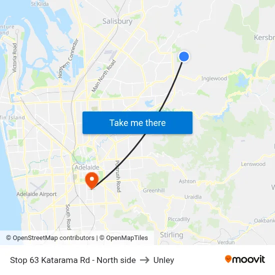 Stop 63 Katarama Rd - North side to Unley map