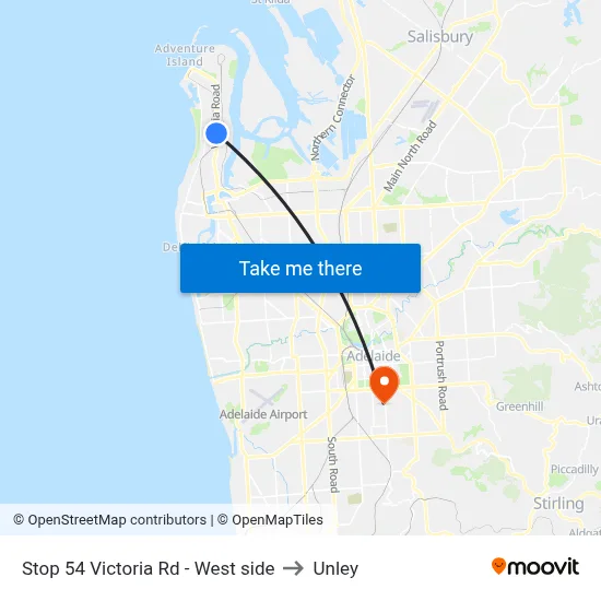 Stop 54 Victoria Rd - West side to Unley map