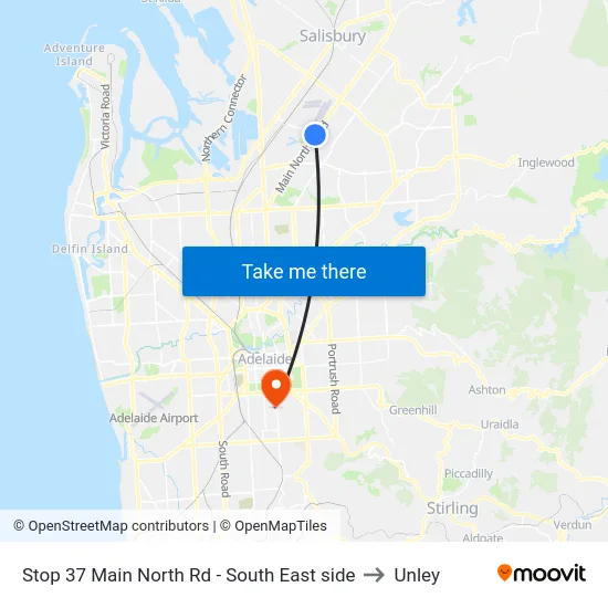 Stop 37 Main North Rd - South East side to Unley map