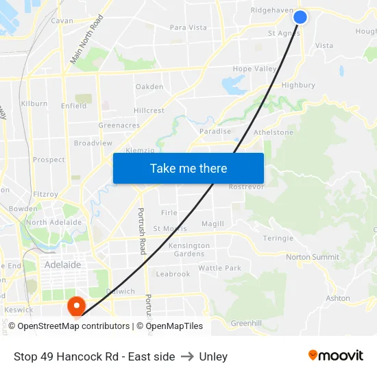 Stop 49 Hancock Rd - East side to Unley map