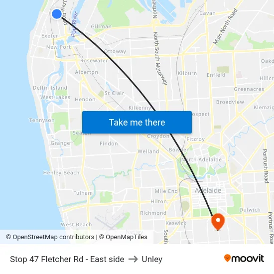 Stop 47 Fletcher Rd - East side to Unley map