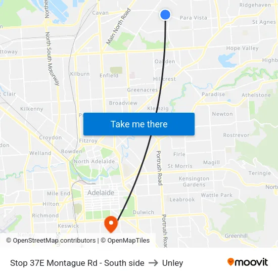 Stop 37E Montague Rd - South side to Unley map