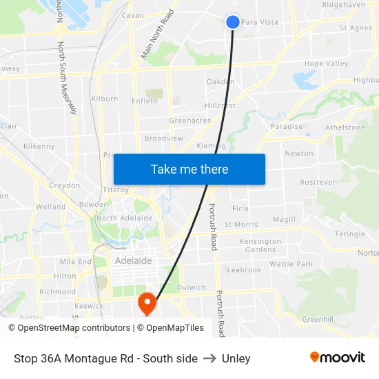 Stop 36A Montague Rd - South side to Unley map