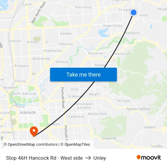 Stop 46H Hancock Rd - West side to Unley map