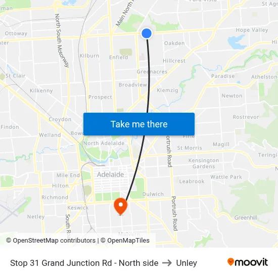 Stop 31 Grand Junction Rd - North side to Unley map