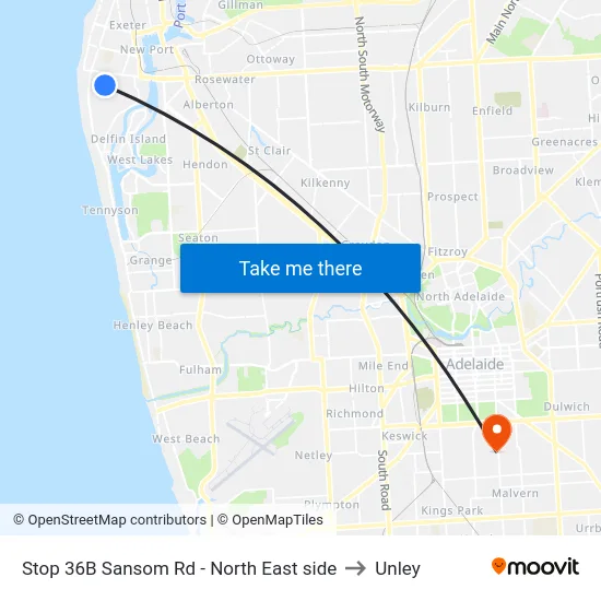 Stop 36B Sansom Rd - North East side to Unley map