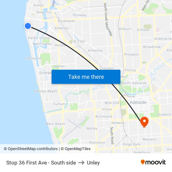 Stop 36 First Ave - South side to Unley map