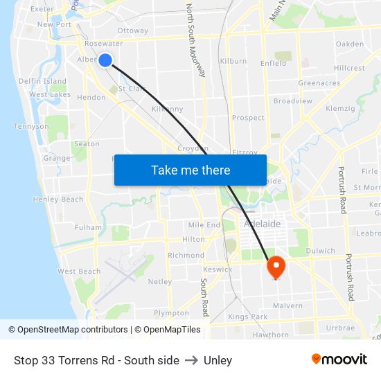 Stop 33 Torrens Rd - South side to Unley map