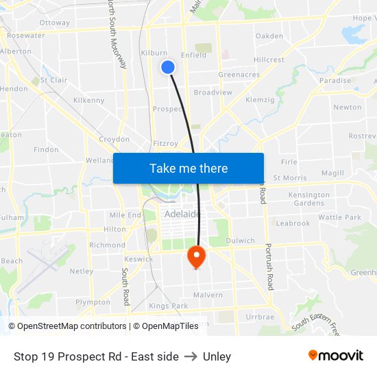 Stop 19 Prospect Rd - East side to Unley map