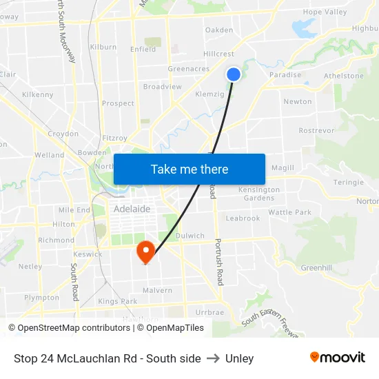 Stop 24 McLauchlan Rd - South side to Unley map