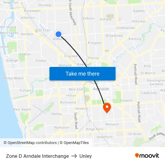 Zone D Arndale Interchange to Unley map