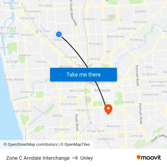 Zone C Arndale Interchange to Unley map