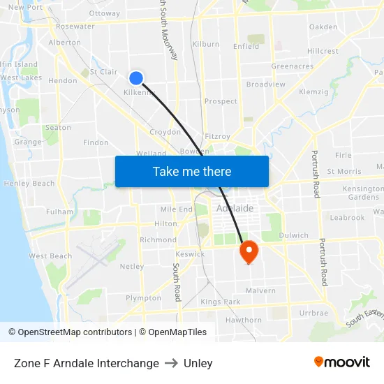 Zone F Arndale Interchange to Unley map