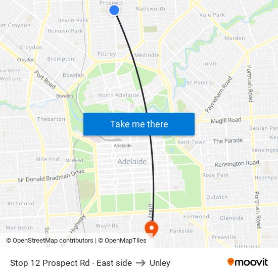 Stop 12 Prospect Rd - East side to Unley map