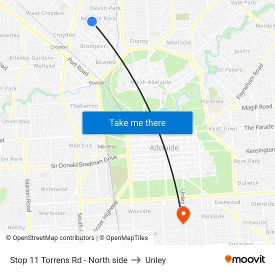 Stop 11 Torrens Rd - North side to Unley map
