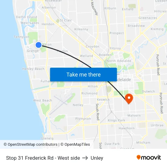 Stop 31 Frederick Rd - West side to Unley map