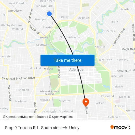 Stop 9 Torrens Rd - South side to Unley map