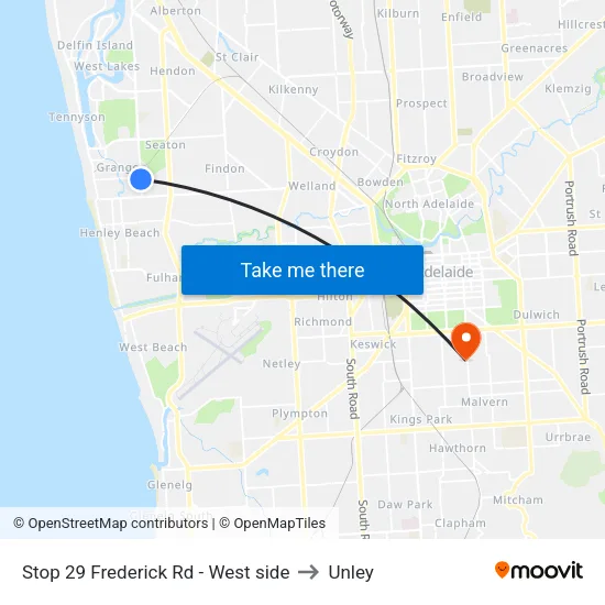 Stop 29 Frederick Rd - West side to Unley map