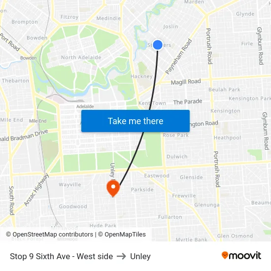Stop 9 Sixth Ave - West side to Unley map