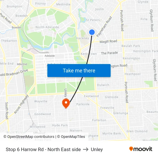 Stop 6 Harrow Rd - North East side to Unley map