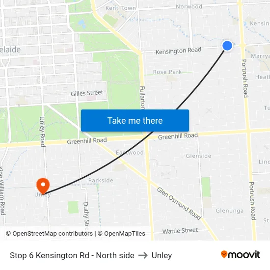 Stop 6 Kensington Rd - North side to Unley map