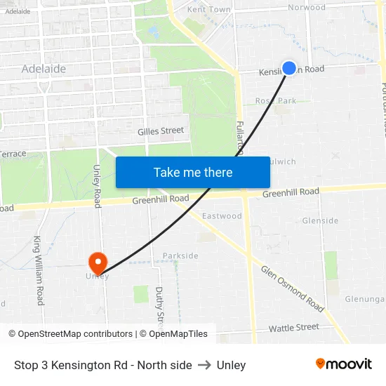 Stop 3 Kensington Rd - North side to Unley map