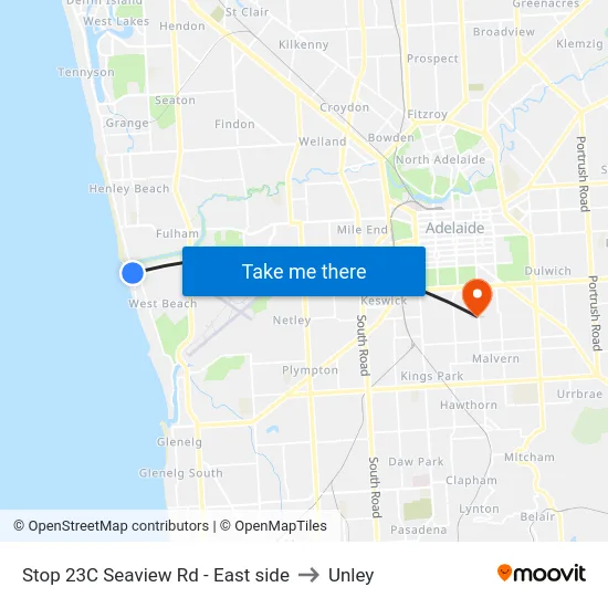 Stop 23C Seaview Rd - East side to Unley map