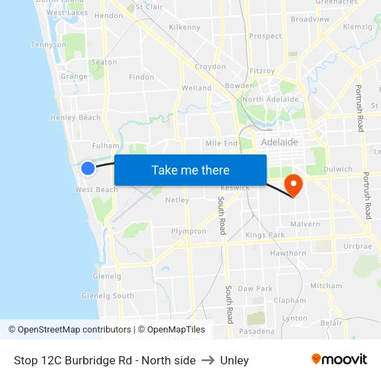Stop 12C Burbridge Rd - North side to Unley map