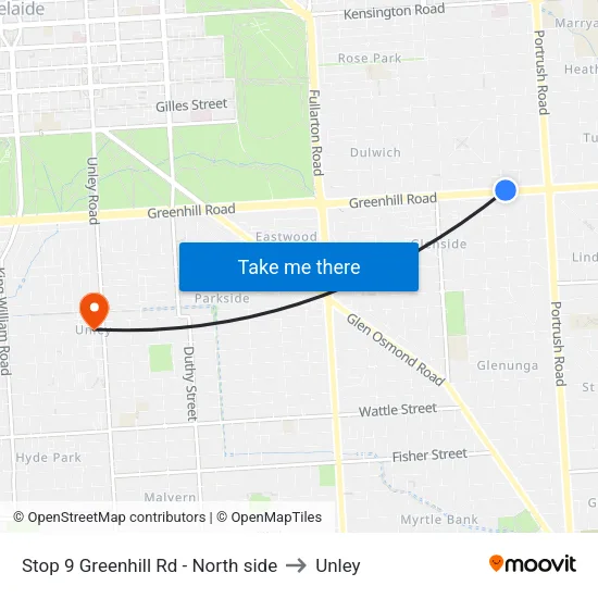 Stop 9 Greenhill Rd - North side to Unley map